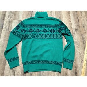 H2H Sweater, Women's Size Small, Green Black, Snow, Winter, Pullover, Turtleneck